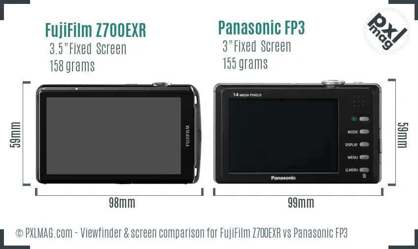 FujiFilm Z700EXR vs Panasonic FP3 Screen and Viewfinder comparison