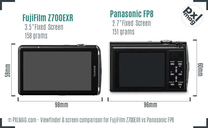 FujiFilm Z700EXR vs Panasonic FP8 Screen and Viewfinder comparison