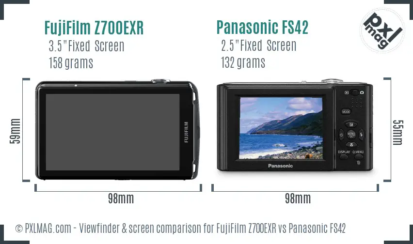 FujiFilm Z700EXR vs Panasonic FS42 Screen and Viewfinder comparison