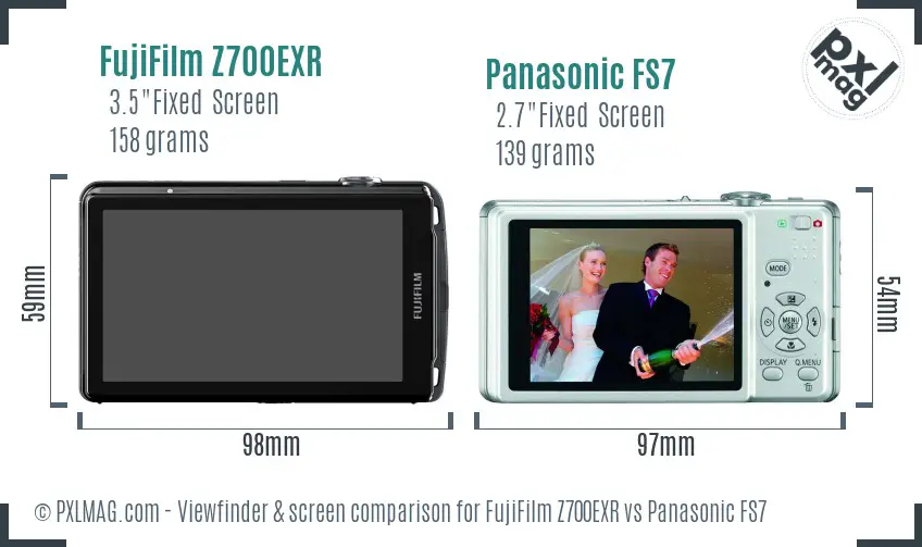 FujiFilm Z700EXR vs Panasonic FS7 Screen and Viewfinder comparison