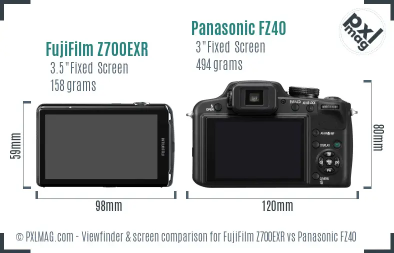 FujiFilm Z700EXR vs Panasonic FZ40 Screen and Viewfinder comparison