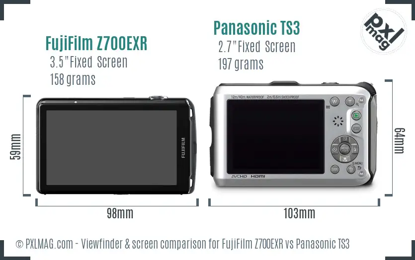 FujiFilm Z700EXR vs Panasonic TS3 Screen and Viewfinder comparison