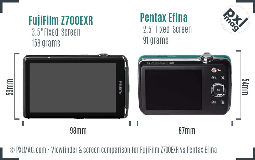 FujiFilm Z700EXR vs Pentax Efina Screen and Viewfinder comparison