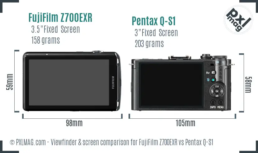 FujiFilm Z700EXR vs Pentax Q-S1 Screen and Viewfinder comparison