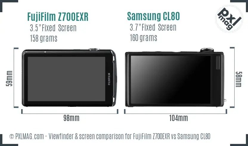 FujiFilm Z700EXR vs Samsung CL80 Screen and Viewfinder comparison