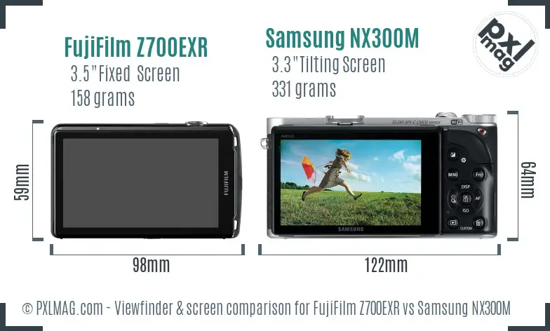 FujiFilm Z700EXR vs Samsung NX300M Screen and Viewfinder comparison
