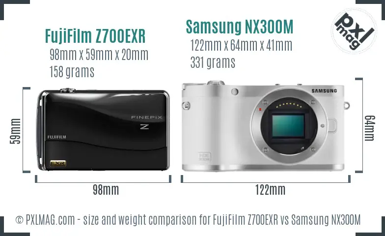 FujiFilm Z700EXR vs Samsung NX300M size comparison
