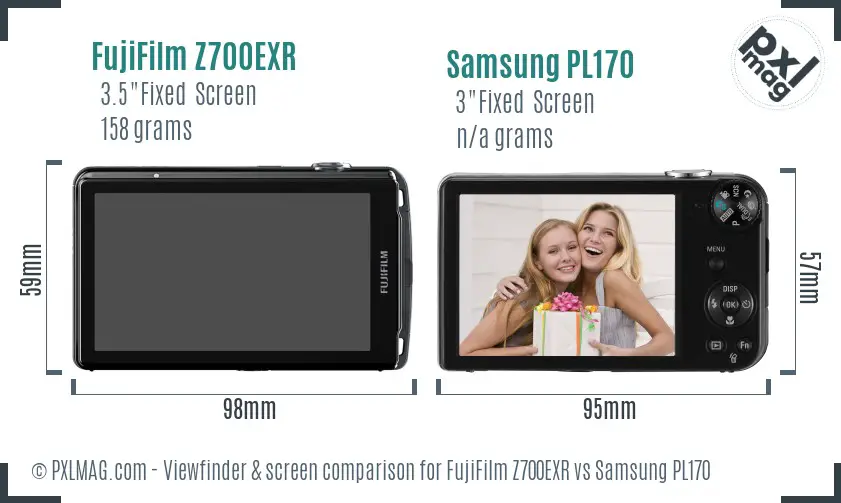 FujiFilm Z700EXR vs Samsung PL170 Screen and Viewfinder comparison