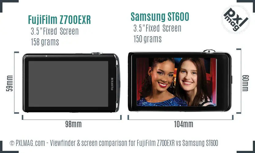 FujiFilm Z700EXR vs Samsung ST600 Screen and Viewfinder comparison