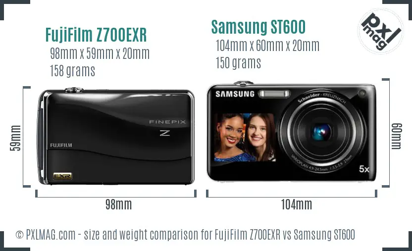 FujiFilm Z700EXR vs Samsung ST600 size comparison