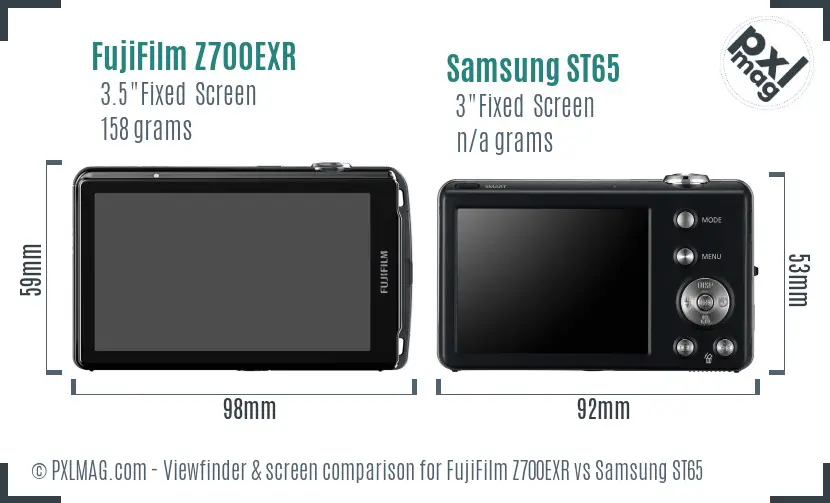 FujiFilm Z700EXR vs Samsung ST65 Screen and Viewfinder comparison