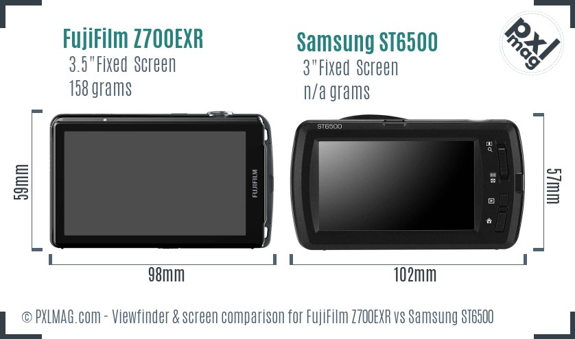 FujiFilm Z700EXR vs Samsung ST6500 Screen and Viewfinder comparison