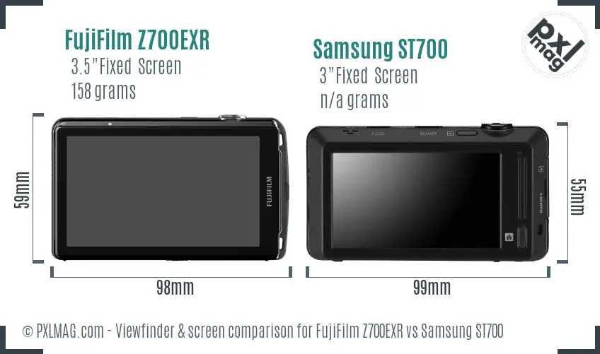 FujiFilm Z700EXR vs Samsung ST700 Screen and Viewfinder comparison FujiFilm Z700EXR vs Samsung ST700 Screen and Viewfinder comparison
