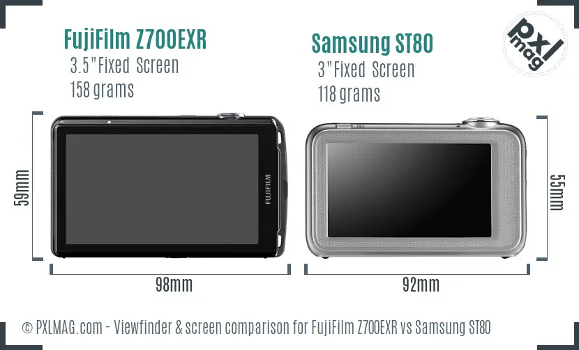 FujiFilm Z700EXR vs Samsung ST80 Screen and Viewfinder comparison