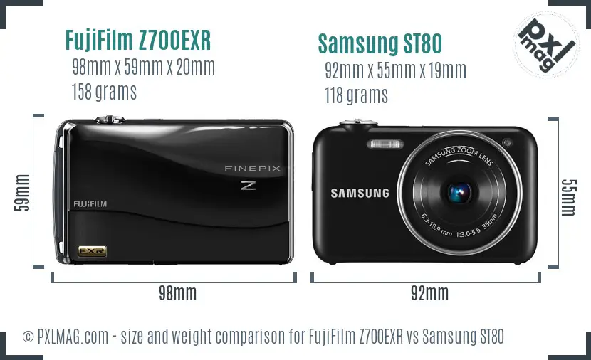 FujiFilm Z700EXR vs Samsung ST80 size comparison
