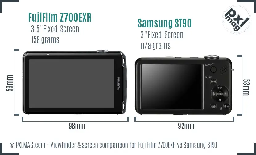 FujiFilm Z700EXR vs Samsung ST90 Screen and Viewfinder comparison