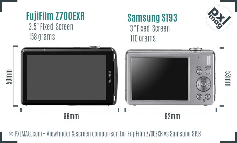 FujiFilm Z700EXR vs Samsung ST93 Screen and Viewfinder comparison