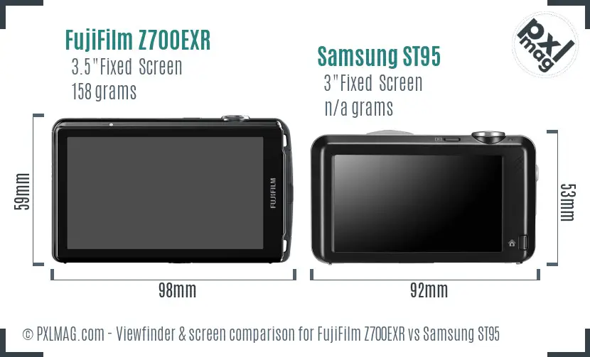 FujiFilm Z700EXR vs Samsung ST95 Screen and Viewfinder comparison FujiFilm Z700EXR vs Samsung ST95 Screen and Viewfinder comparison