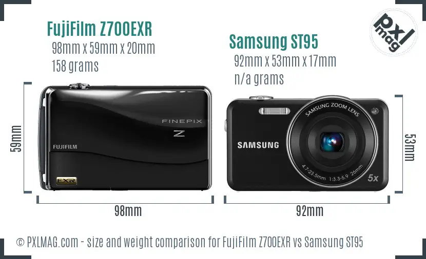 FujiFilm Z700EXR vs Samsung ST95 size comparison FujiFilm Z700EXR vs Samsung ST95 size comparison