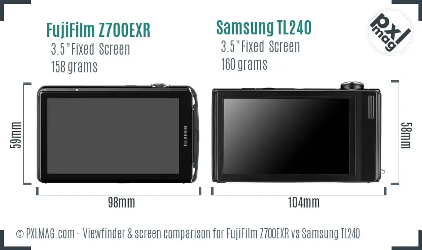 FujiFilm Z700EXR vs Samsung TL240 Screen and Viewfinder comparison