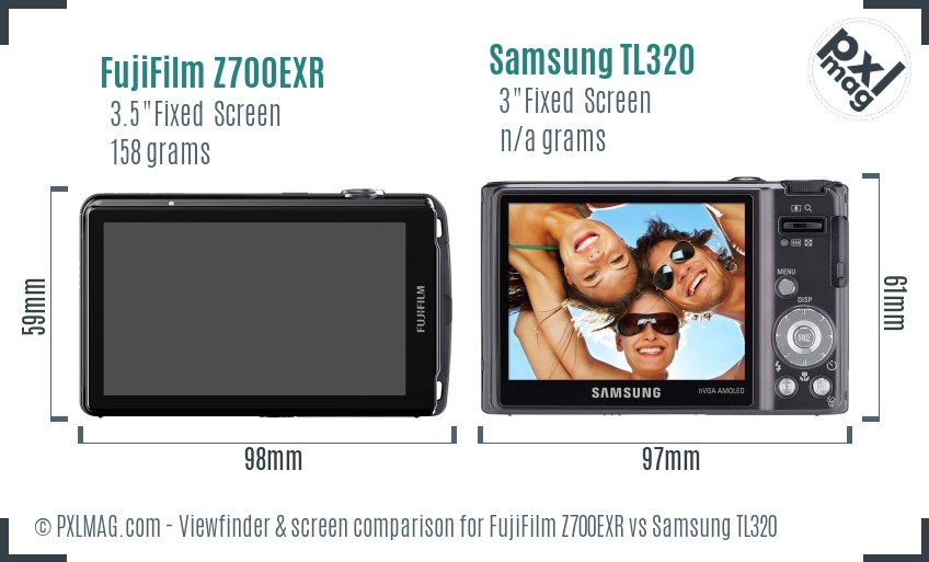 FujiFilm Z700EXR vs Samsung TL320 Screen and Viewfinder comparison