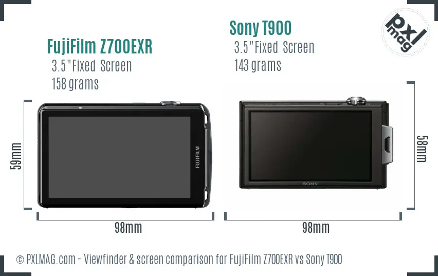 FujiFilm Z700EXR vs Sony T900 Screen and Viewfinder comparison