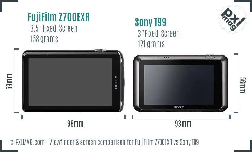 FujiFilm Z700EXR vs Sony T99 Screen and Viewfinder comparison