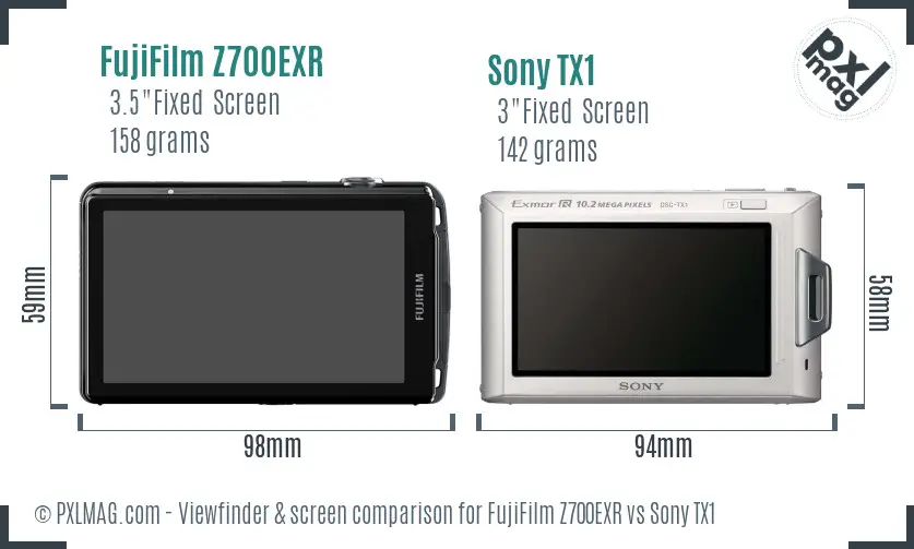 FujiFilm Z700EXR vs Sony TX1 Screen and Viewfinder comparison