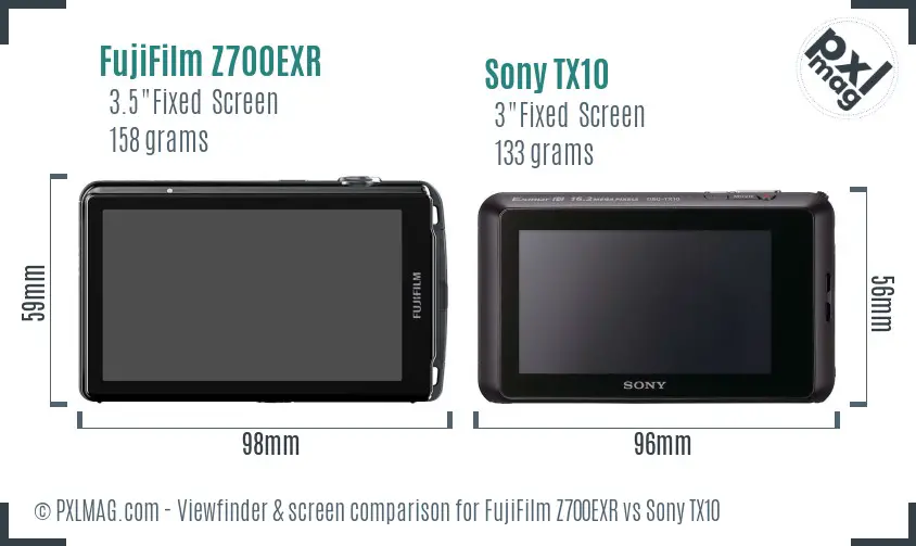 FujiFilm Z700EXR vs Sony TX10 Screen and Viewfinder comparison