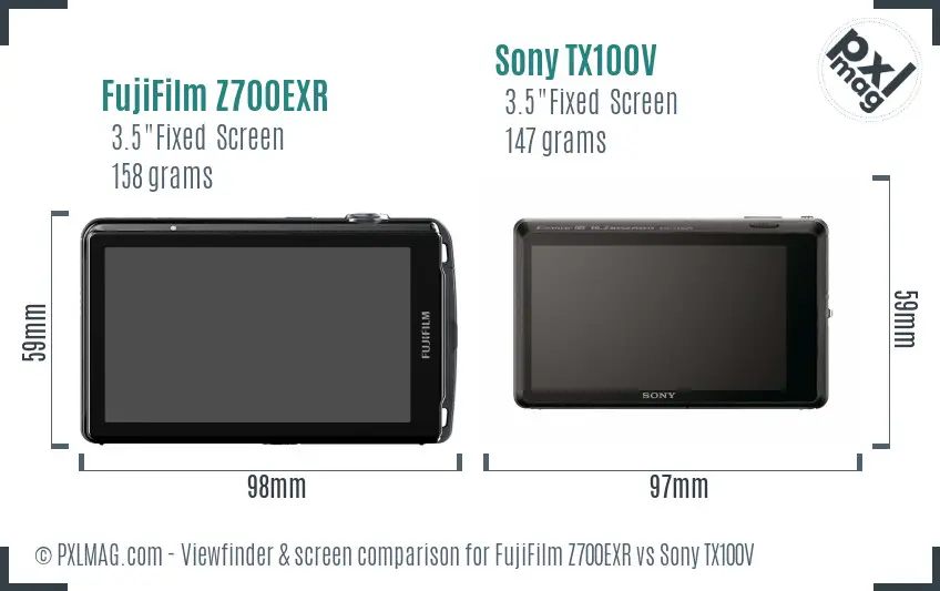 FujiFilm Z700EXR vs Sony TX100V Screen and Viewfinder comparison