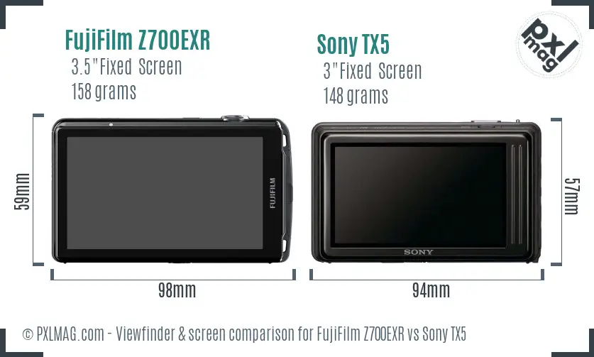 FujiFilm Z700EXR vs Sony TX5 Screen and Viewfinder comparison