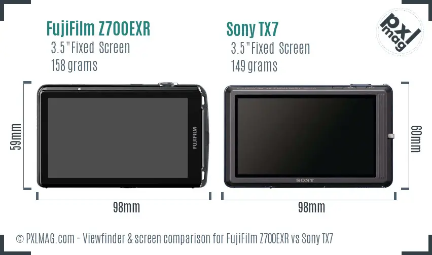 FujiFilm Z700EXR vs Sony TX7 Screen and Viewfinder comparison