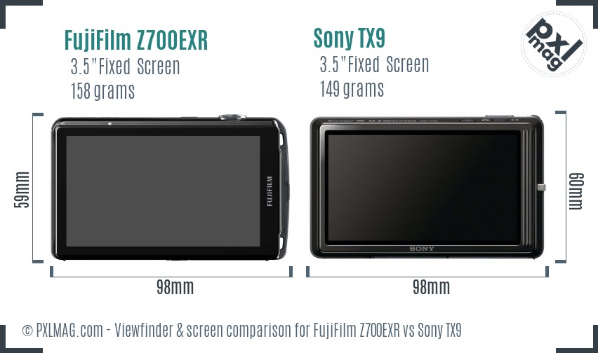 FujiFilm Z700EXR vs Sony TX9 Screen and Viewfinder comparison