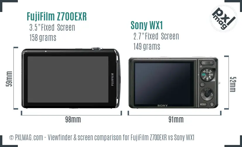 FujiFilm Z700EXR vs Sony WX1 Screen and Viewfinder comparison