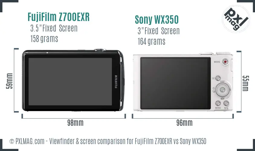 FujiFilm Z700EXR vs Sony WX350 Screen and Viewfinder comparison