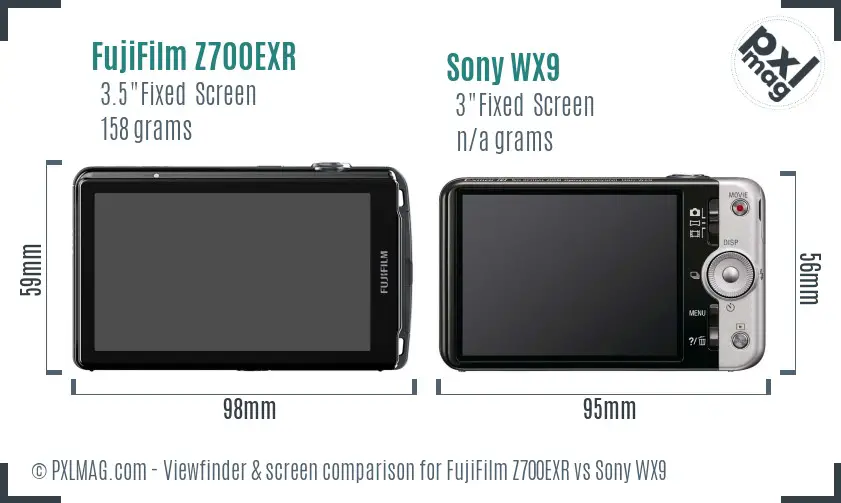 FujiFilm Z700EXR vs Sony WX9 Screen and Viewfinder comparison
