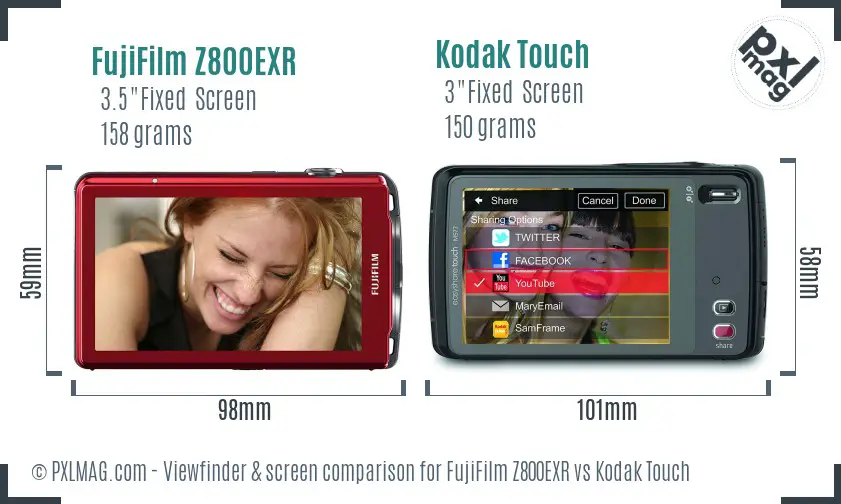 FujiFilm Z800EXR vs Kodak Touch Screen and Viewfinder comparison