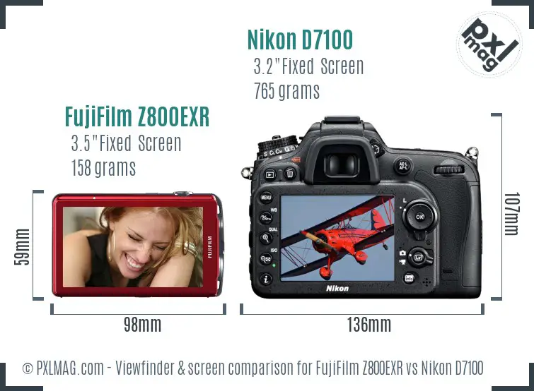 FujiFilm Z800EXR vs Nikon D7100 Screen and Viewfinder comparison