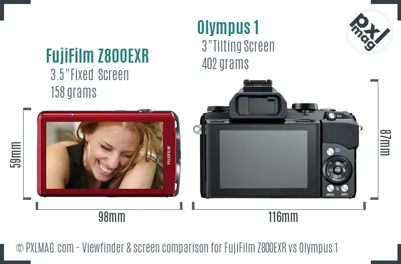 FujiFilm Z800EXR vs Olympus 1 Screen and Viewfinder comparison