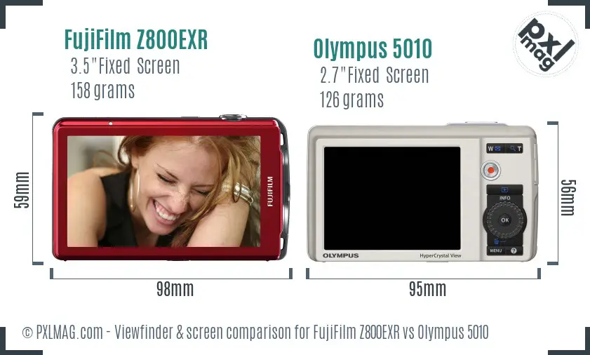 FujiFilm Z800EXR vs Olympus 5010 Screen and Viewfinder comparison