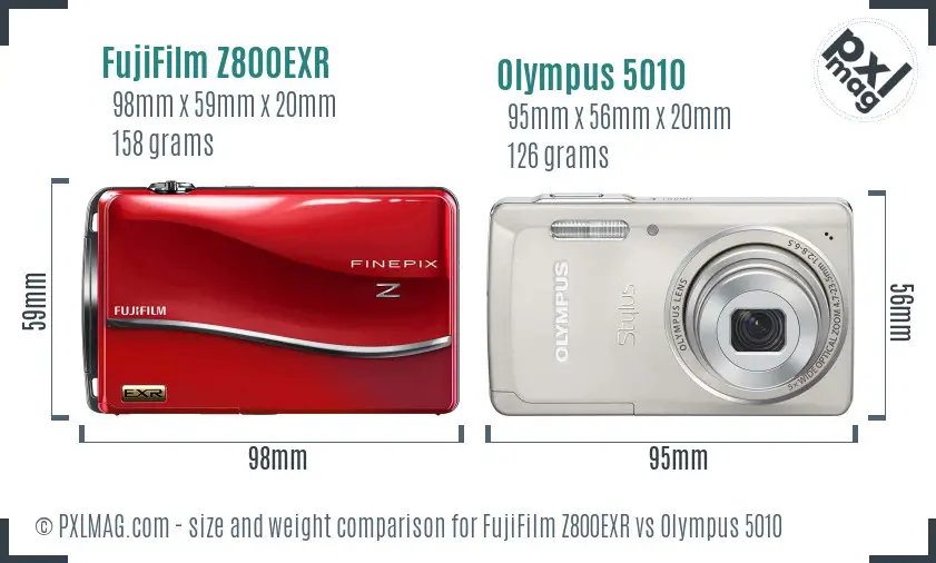 FujiFilm Z800EXR vs Olympus 5010 size comparison