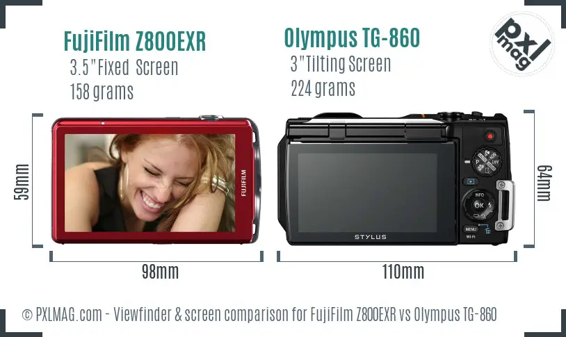 FujiFilm Z800EXR vs Olympus TG-860 Screen and Viewfinder comparison FujiFilm Z800EXR vs Olympus TG-860 Screen and Viewfinder comparison