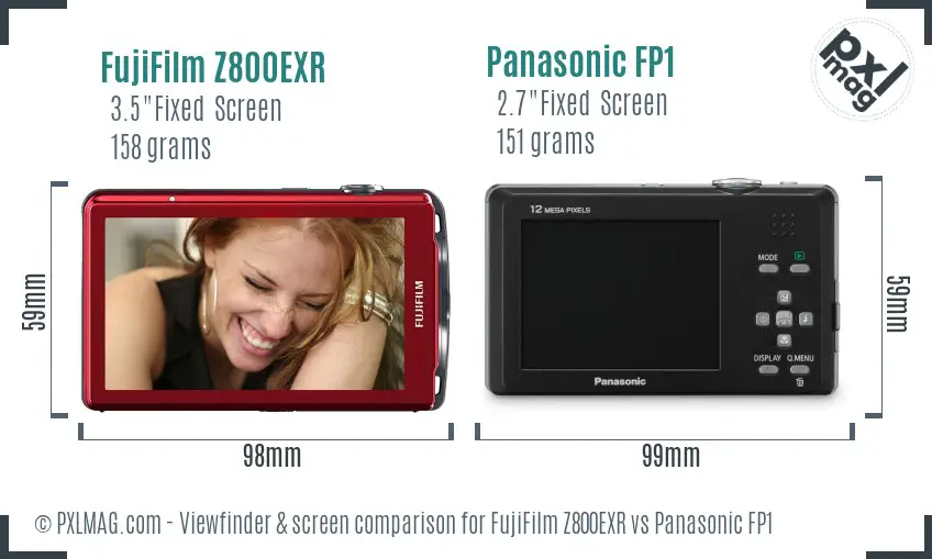 FujiFilm Z800EXR vs Panasonic FP1 Screen and Viewfinder comparison