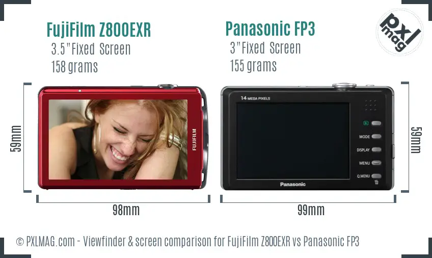 FujiFilm Z800EXR vs Panasonic FP3 Screen and Viewfinder comparison FujiFilm Z800EXR vs Panasonic FP3 Screen and Viewfinder comparison