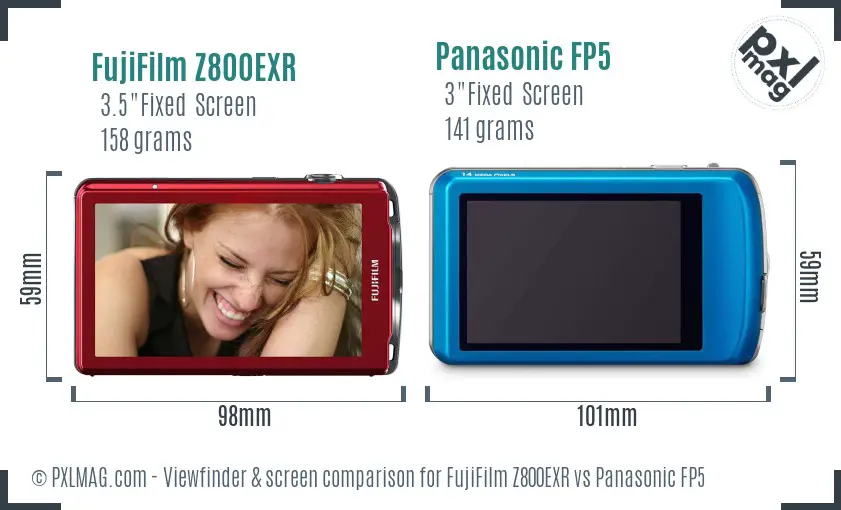 FujiFilm Z800EXR vs Panasonic FP5 Screen and Viewfinder comparison