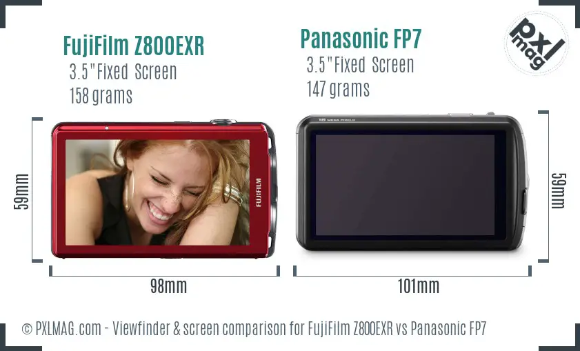 FujiFilm Z800EXR vs Panasonic FP7 Screen and Viewfinder comparison