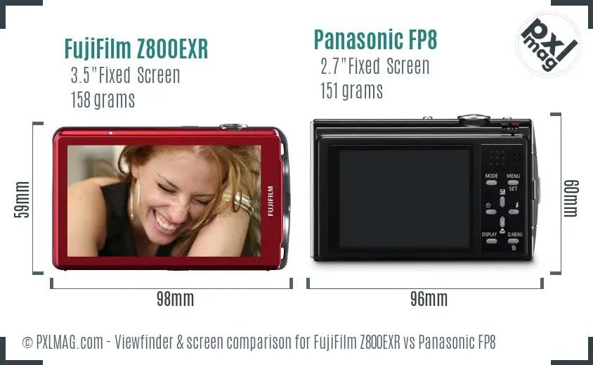 FujiFilm Z800EXR vs Panasonic FP8 Screen and Viewfinder comparison