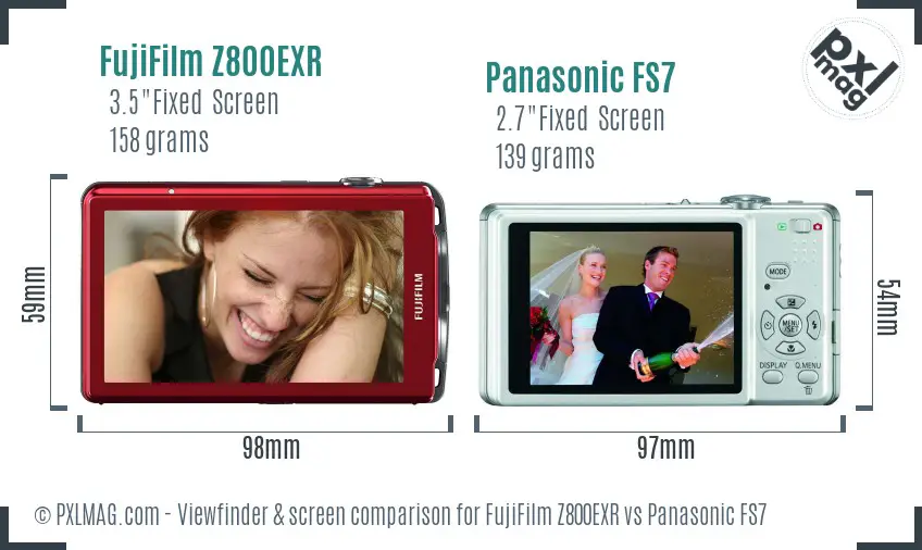 FujiFilm Z800EXR vs Panasonic FS7 Screen and Viewfinder comparison
