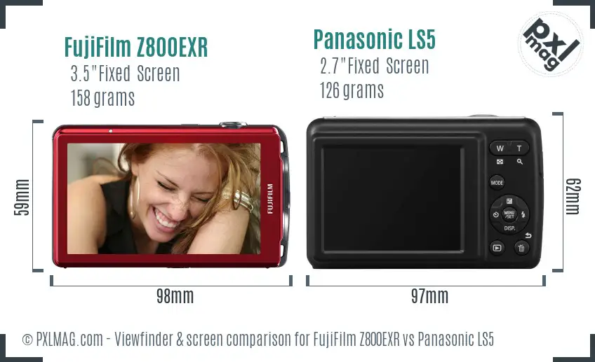 FujiFilm Z800EXR vs Panasonic LS5 Screen and Viewfinder comparison