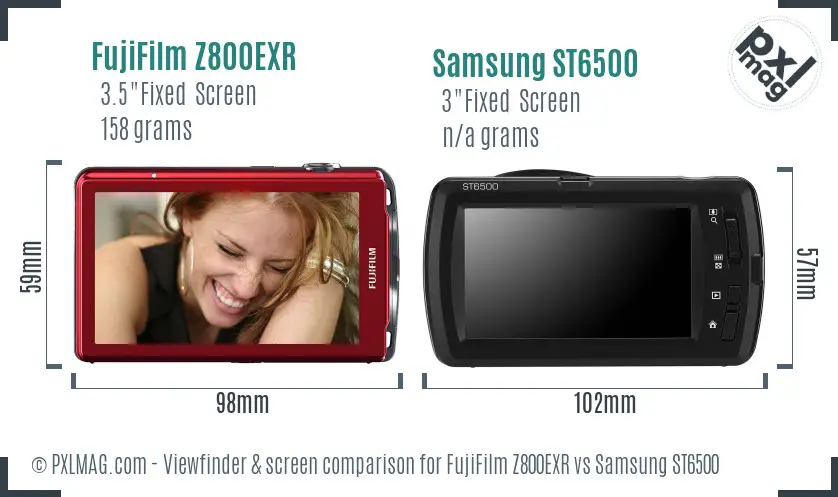 FujiFilm Z800EXR vs Samsung ST6500 Screen and Viewfinder comparison